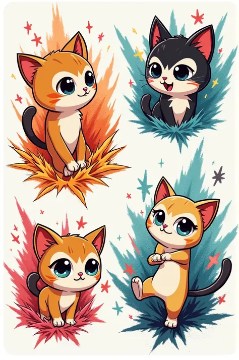 Create tattoo sketches referring to the animated series Exploding Kittens 