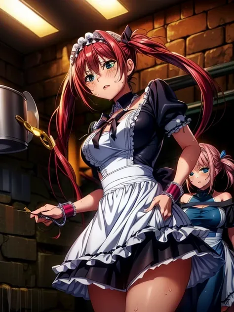 tabletop, best quality, air live 4,  thighs, thighs, thighs, black thighs, thighs, thighs, apron, absolute territory, maid, maid...