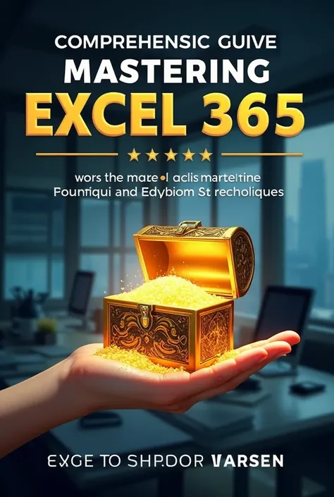 Please make book cover page with realistic look. Book name is The Treasure of Excel 365, From first click to final results. Bottom line For Students to professionals", Author is NEM. 