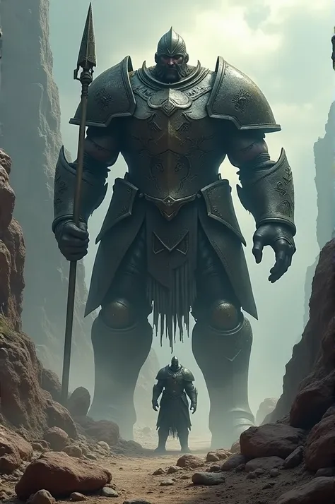 Giant Goliath wearing armor and spear 