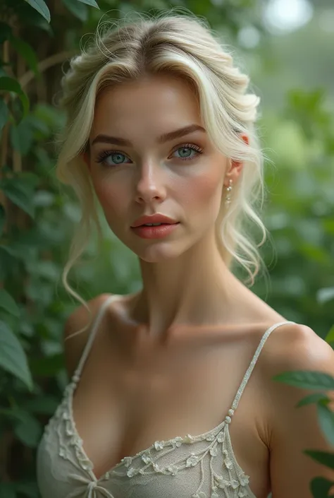 a beautiful blonde woman, detailed eyes, detailed lips, detailed face, long eyelashes, intricate hairstyle, elegant dress, serene expression, natural lighting, cinematic composition, delicate skin tones, soft color palette, photorealistic, detailed environ...