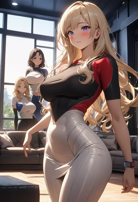 Ultra High Quality, 8K Resolution, Masterpiece, Anime Style, Hyper-Detailed Skin, Perfect Anime Proportions, No Visible Fingers

Scene: Seven anime-style women with hourglass figures—large breasts, narrow waists, wide hips, and full butts—are gathered in a...