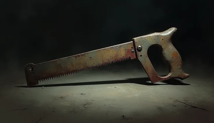 Image of an old saw, to illustrate the theory that he could have been sawn in half.