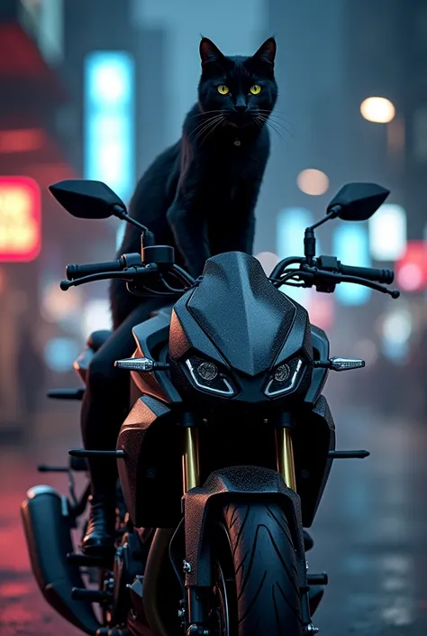  pulsar NS 160 motorcycle with a black cat on it