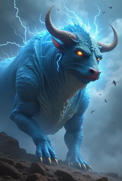 Mythological monster of the electric bull sign similar to the fusion of a dragon and a bull