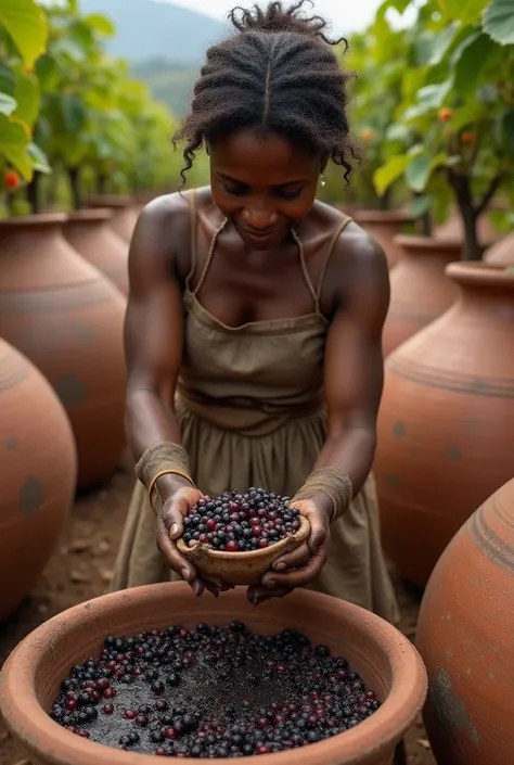 Imagine an African woman in colonial times, with his face marked by fatigue but also by determination. Your skin, sun tanned, reflects the long hours of work in the vineyards. She wears a simple, worn-out dress, that shows the traces of his hard work. Her ...