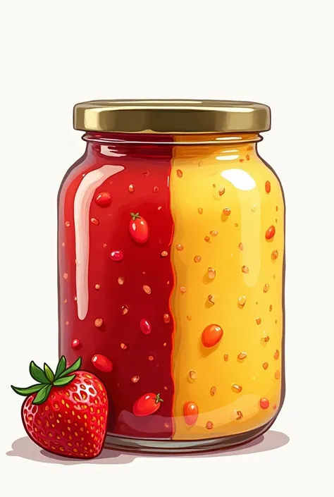 You can make a picture of a strawberry and pineapple jam or just the jar., It should also go half and half., One half strawberry and the other half pineapple, that it is animated that it is covered without a face.


