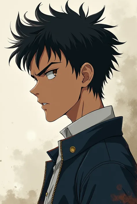 Create me an anime-like character, a man in profile facing forward 