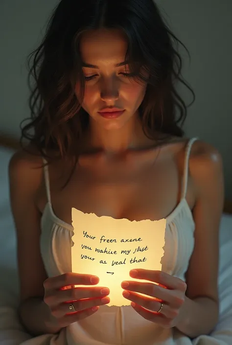 Pictures of a woman holding the paper with text  
* let me feel you
Write on it 