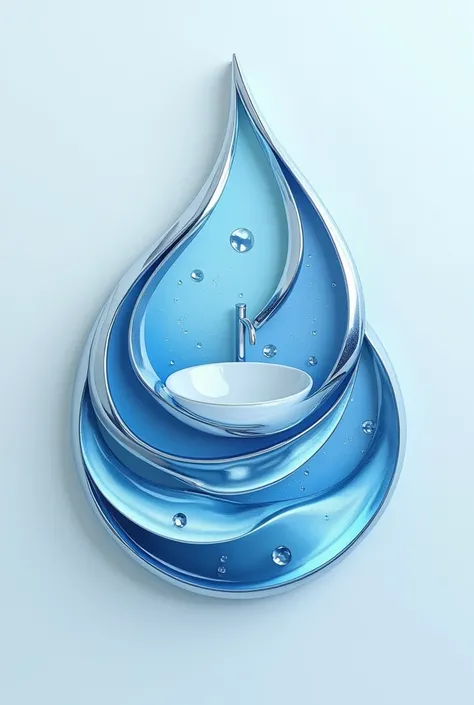 Create a logo for A stand for Abdan. 

1. Use water-inspired shapes (droplet, ripple).
2. Add abstract bathroom symbols (tap, sink).
3. Choose clean colors (blue, silver) with bold accents.
4. Use modern fonts with flowing twists.
5. Add shiny, sleek textu...