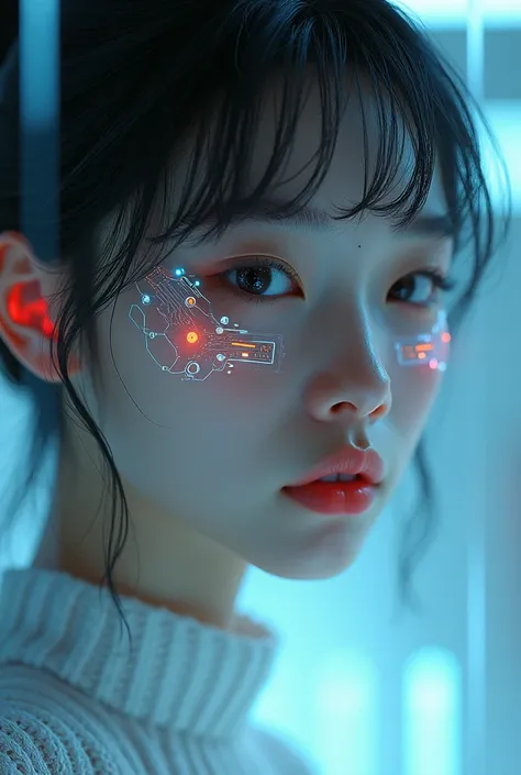 korean technology on a face with a hint of ai
