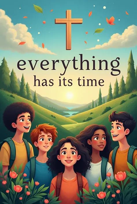 a cover for a Christian Youth Camp with the theme: Everything has its time
