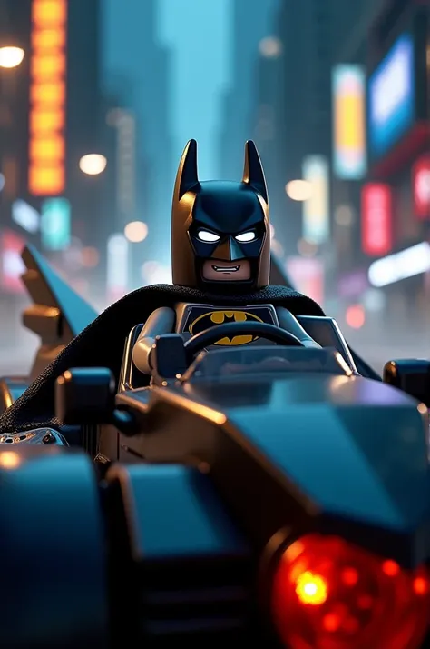 Lego Batman driving batmobile 