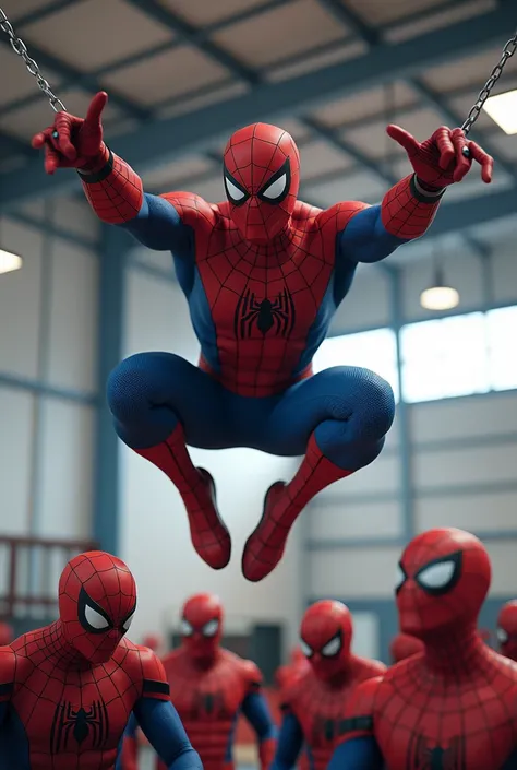 
**Spider-Man**: (swinging from the ceiling) "Alright, team, let’s get our Spidey strength on!" In gym
