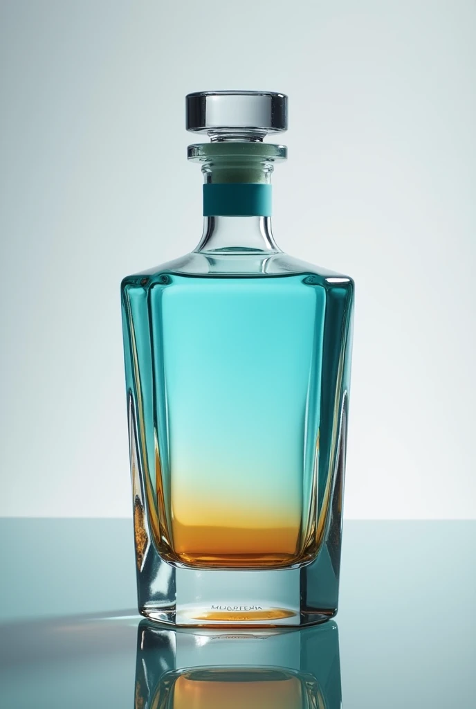 Unbranded liquor bottle, that it looks very premium and that the color of the liquid is transparent with a very clear color gradient 