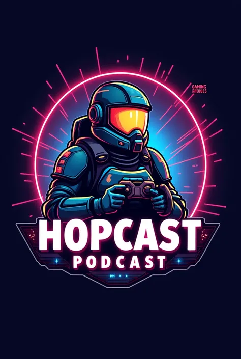 Create a logo photo for a podcast called hopcast gamer style