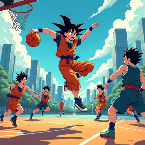 goku playing basketball