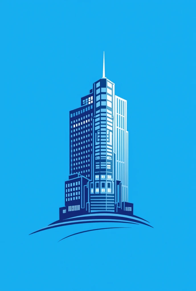 It is a logo with a blue background, has a tall building drawn, with many windows, It has a text at the top that says "Minfin" At the bottom there is a text that says "My Daafim" and has another text in the middle that says "13 years" 