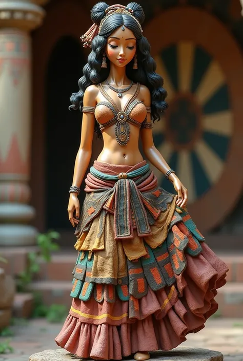 Sculpture of a woman in ancient Peruvian clothing or dressed in Peruvian culture 
