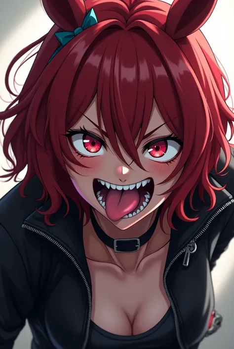 From Marvel Anime Girl Girl Black Widow Is A Monster Bösewicht Sticking Out Her Tongue CheekyMy Villain A Mö Black Jacket Zip 