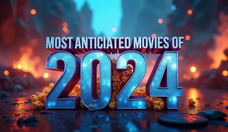 Create a YouTube video thumbnail on Most anticipated movies of 2024.
Title should be Most Anticipated Movies of 2024 in bold modern font 