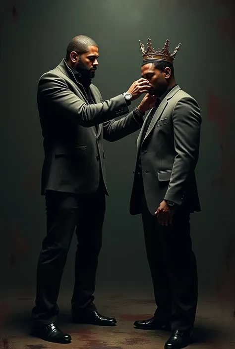 Usher putting a crown into R. Kelly´s head