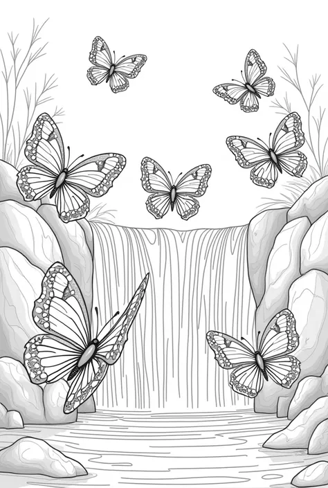 pretend you have been making coloring books for kids for 15 years. use the idea to create an exotic delicate butterfly with two sparkling eyes. draw a group of various sizes. with mosaic intricately patterns in their wings, make them have plump bodies. Pos...