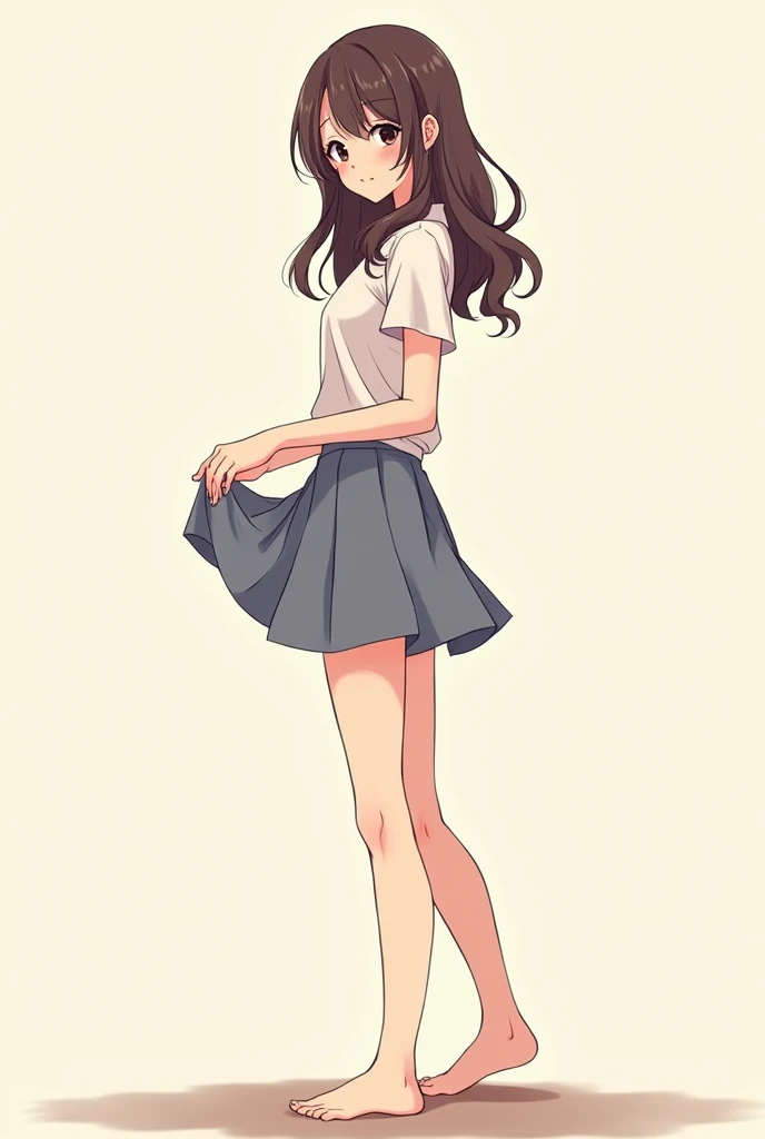 full body , manhwa style, a girl posing shyly in front of a camera, full body