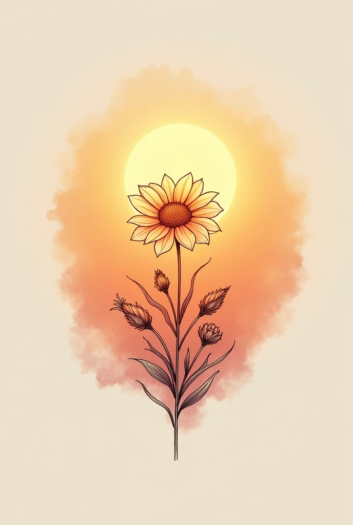 created a simple logo for insta that combines flowers and a sunny glow for a tattoo artist