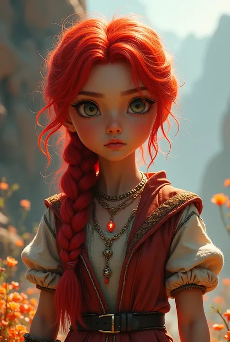 A character with a red braid 