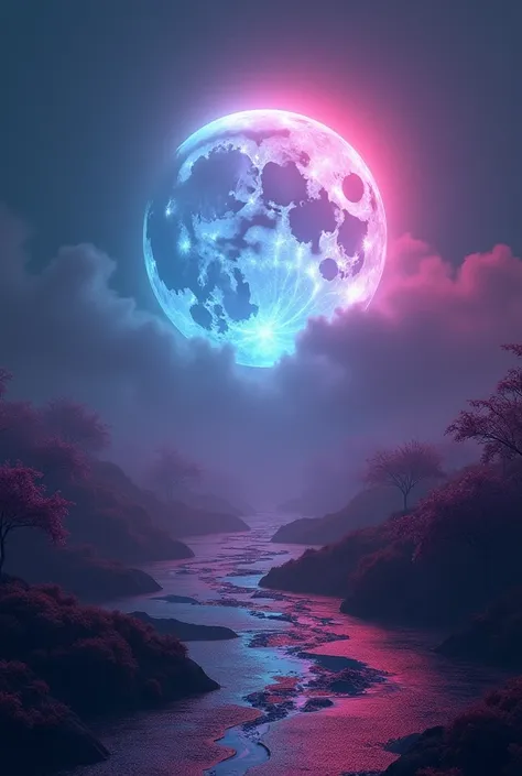 chinese style, moon shrouded in mystery, emerging from a neon Cantor set fractal. The scene pulses with lights, creating an enigmatic and surreal atmosphere.
﻿
Beautiful cinematic lighting, surreal, color graded, dynamic movement, captivating chiaroscuro, ...