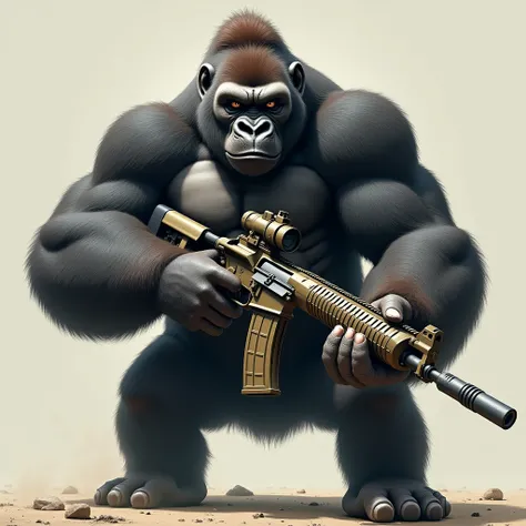 Make me a gorilla with a gun so you can see the gorilla&#39;s entire body