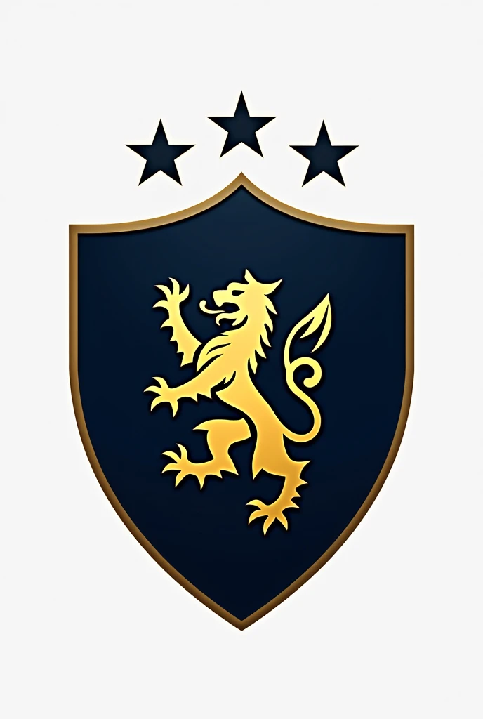 minimalist premier league football team shield without being too much of a design involving a dragon with golden details without shading inside the shield with two stars on top of the shield in png



