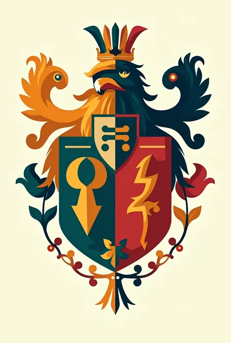 Combine the Feitosa and Lira family coats of arms in 2D without realism
