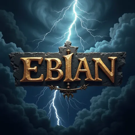 logo, eblan inscription, storm, lightning strikes the caption, 