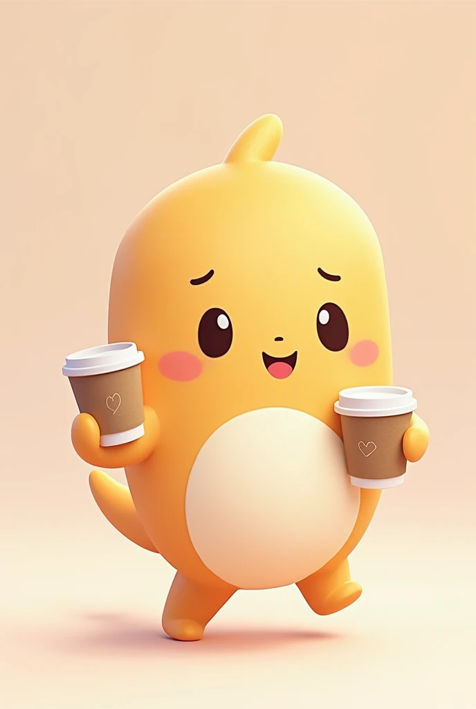 Bubu cartoons  character  holding two paper coffee cup