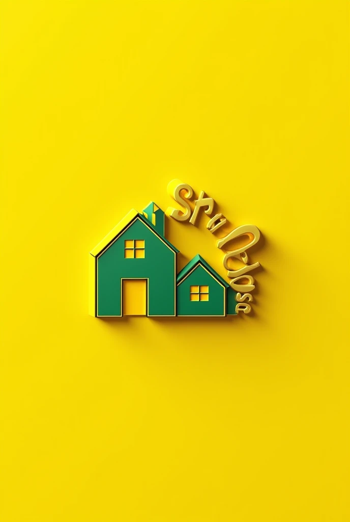 logo of a real estate company with the name star assessoria (PORTUGUESE ADVICE) YELLOW Background, golden and green, real estate content in design, keys, plates and projection