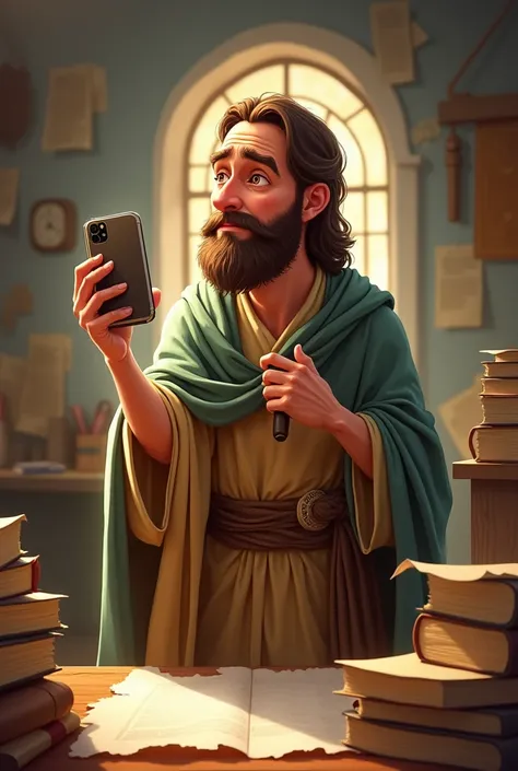 Matthew the Evangelist taking an animated selfie