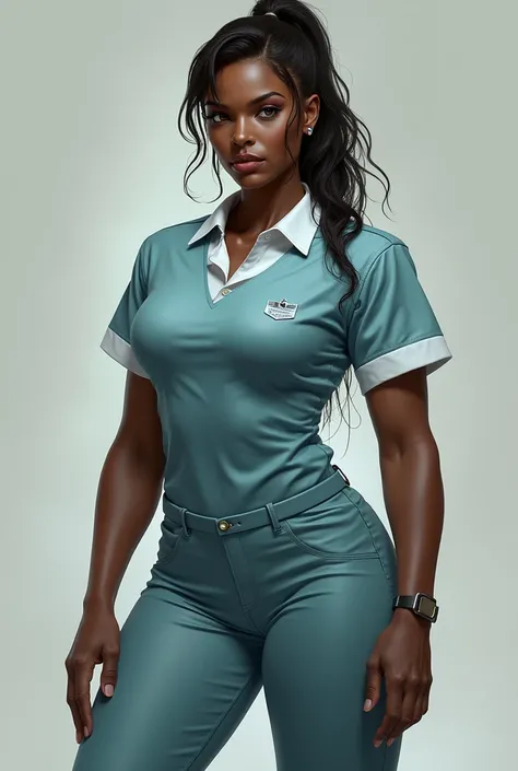 Dark skin nurse woman  muscle 