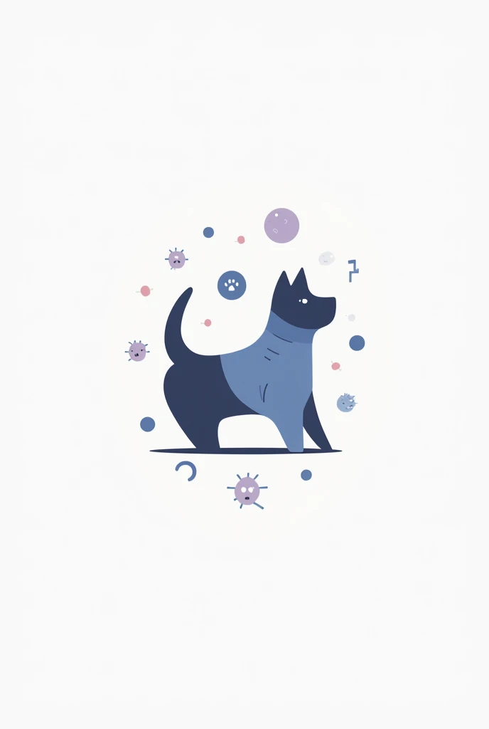 I&#39;m a veterinarian. Create a logo for my company. Company name Marley Dog Lab. Place the image of an abstract dog in the minimalist logo, an abstract cat and realistic cells like realistic neutrophils and realistic red blood cells and realistic basophi...