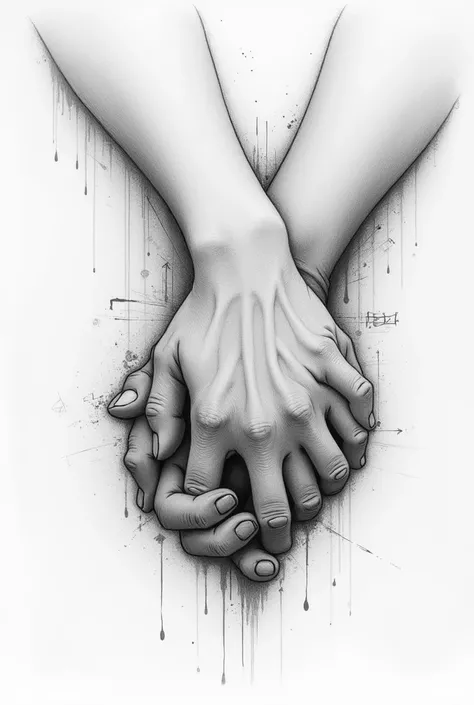 (best quality) (masterpiece) (high detailed) (pencil sketch) (graffiti) image of only lovers hands resting on each other 