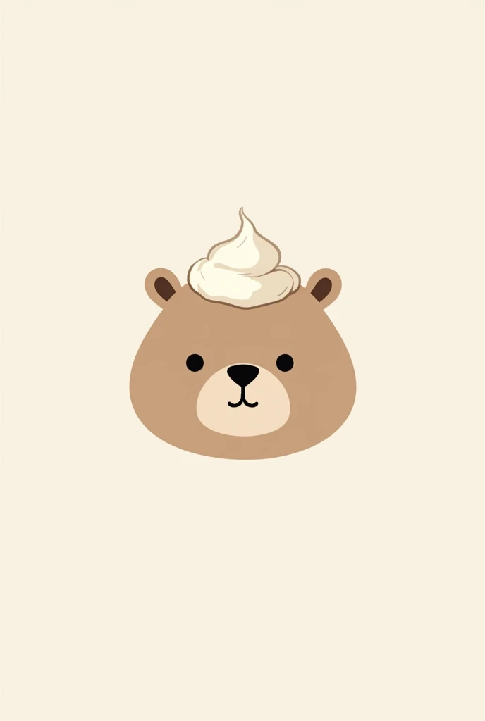 draw a minimalist logo  of capybara face with a bunch of cream on his head 