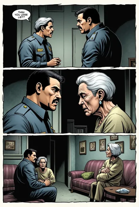 Make a comic about Marshal Lopez and his mother arguing about the execution of his brothers 