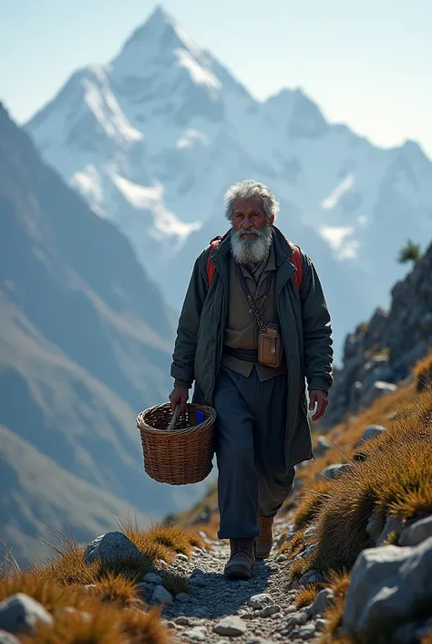 A man whit hand mala in Himalaya parvat 