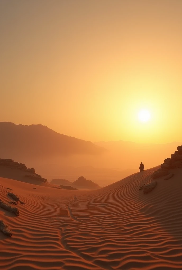 The view of dawn in a desert 