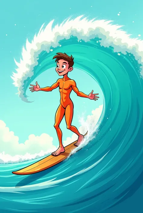 cartoon surfer drawing