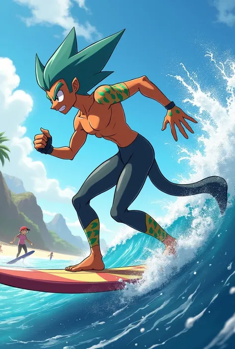 Create a water fighting type Pokémon based on a cool surfer 