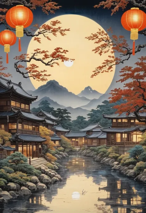 Mid-Autumn Festival, by Gosho Aoyama.
(best quality, masterpiece), very aesthetic, perfect composition, intricate details, ultra-detailed, vivid colors