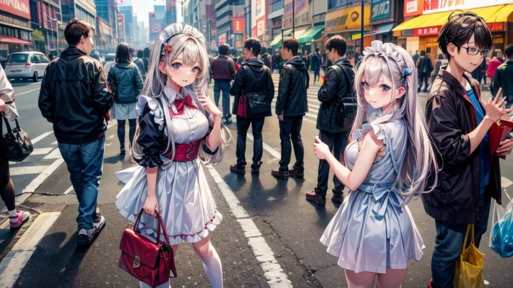 Akihabara,Maid,Picking up rubbish,Group photo,cute