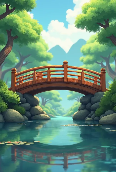 Japanese historical small bridge design from upword in animation 